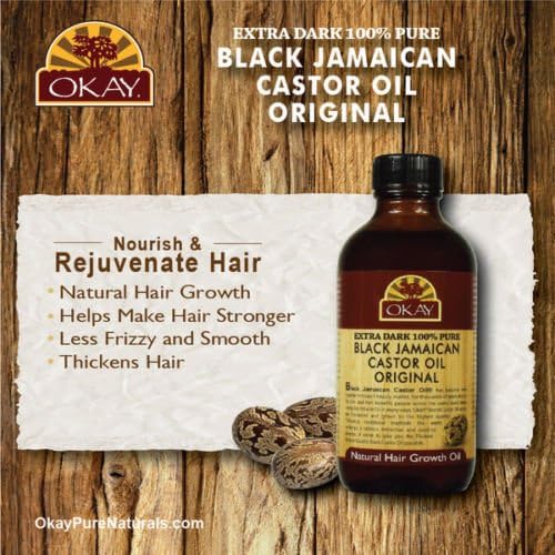 OKAY NATURALS EXTRA DARK 100% PURE BLACK JAMAICAN CASTOR OIL ORIGINAL 4OZ