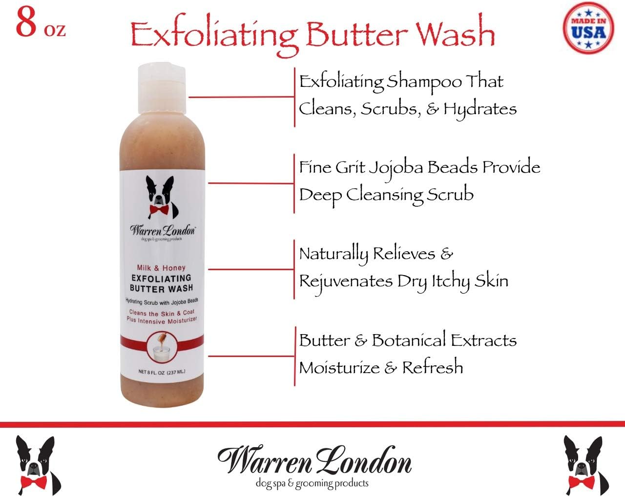 Warren London Exfoliating Butter Pet Wash Milk and Honey, 236 ml, 236 ml (Pack of 1) - Image 3