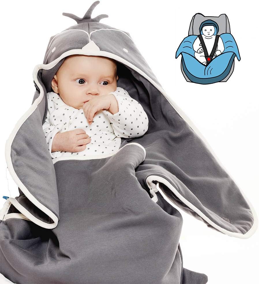 Wallaboo Baby Blanket Animal, Pram Or Car Seat and Travel, Supersoft 100% Pure Cotton, Newborn Upto 10 Months, 90 x 70 cm, 4 Fun Characters Color: Grey Penguin