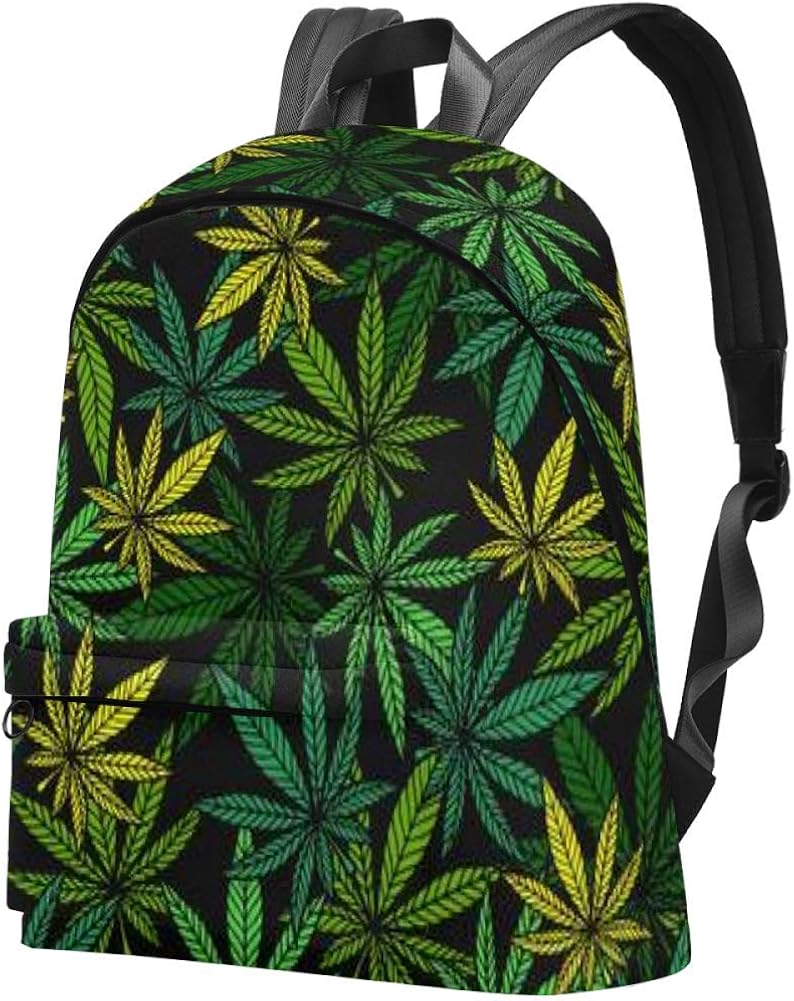 Marijuana Leaf Cannabis Plant Backpack Shoulder Bag Daypack