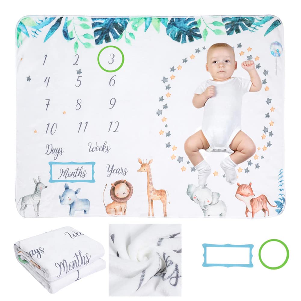 Uposao Baby No Blanket, Baby Shower Blanket Baby Growth Personalized Gift for Newborn Monthly Milestone Follow Photo Blanket Soft Mat Baby Month Mat