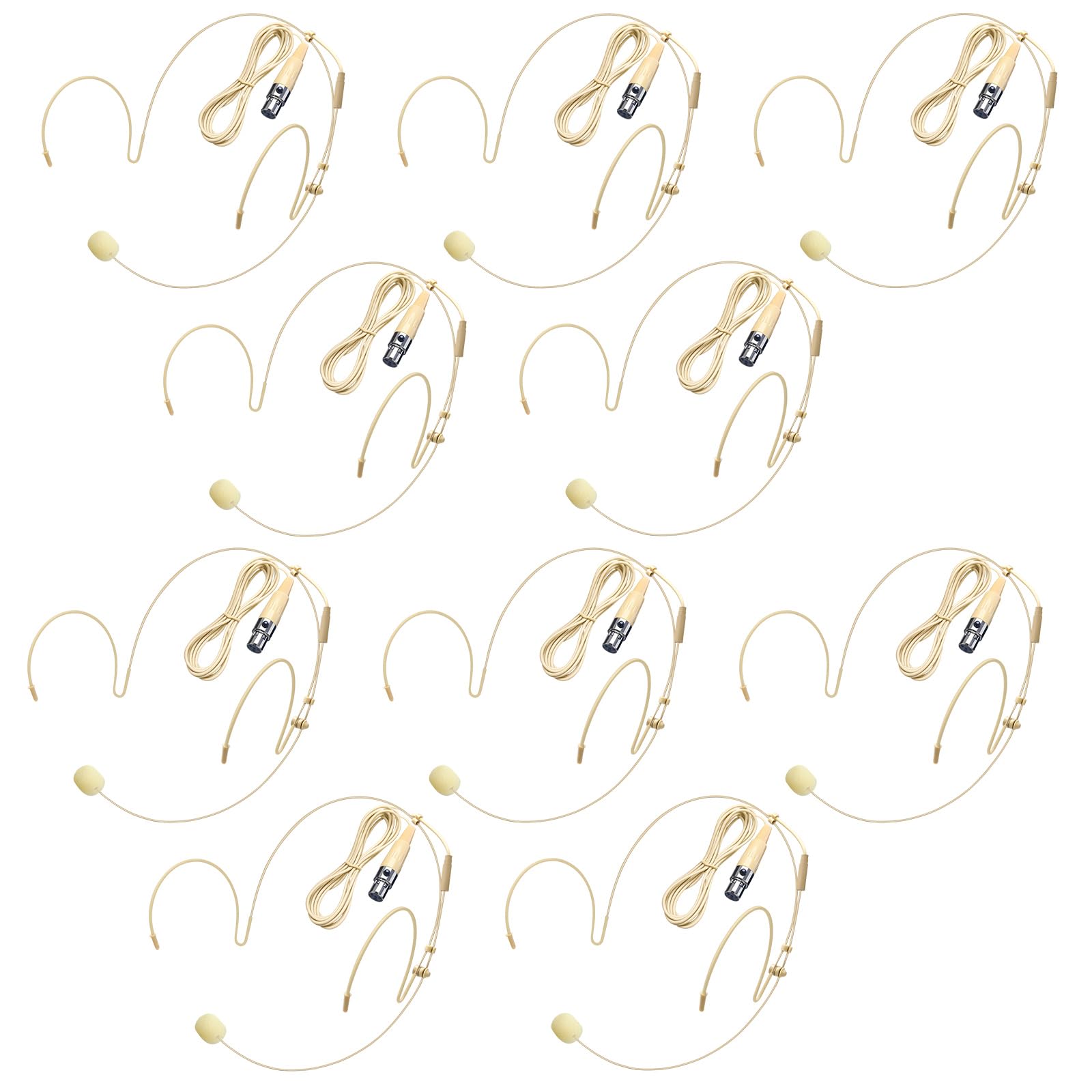 Photo 1 of 10 Pack Headset/Headworn Microphone Double Over Ear Earset Micophone for Singing Hands-Free Head Hanging Condenser Omnidirectional Mic for Shure,4 Pin Mini XLR,1.5M Cable,Windscreen