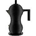 Alessi Pulcina MDL02 / 6 BB - Design Espresso Coffee Maker, in Cast Aluminum with Handle and Knob in PA, 6 Cups, Black