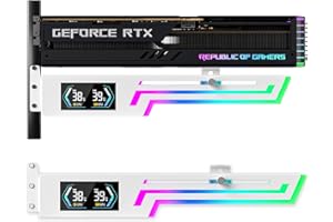 GSCOLER ARGB GPU Support Bracket with CPU & GPU Temp Display, Universal Graphics Card Support, Multi Angle Adjustable Anti Sa
