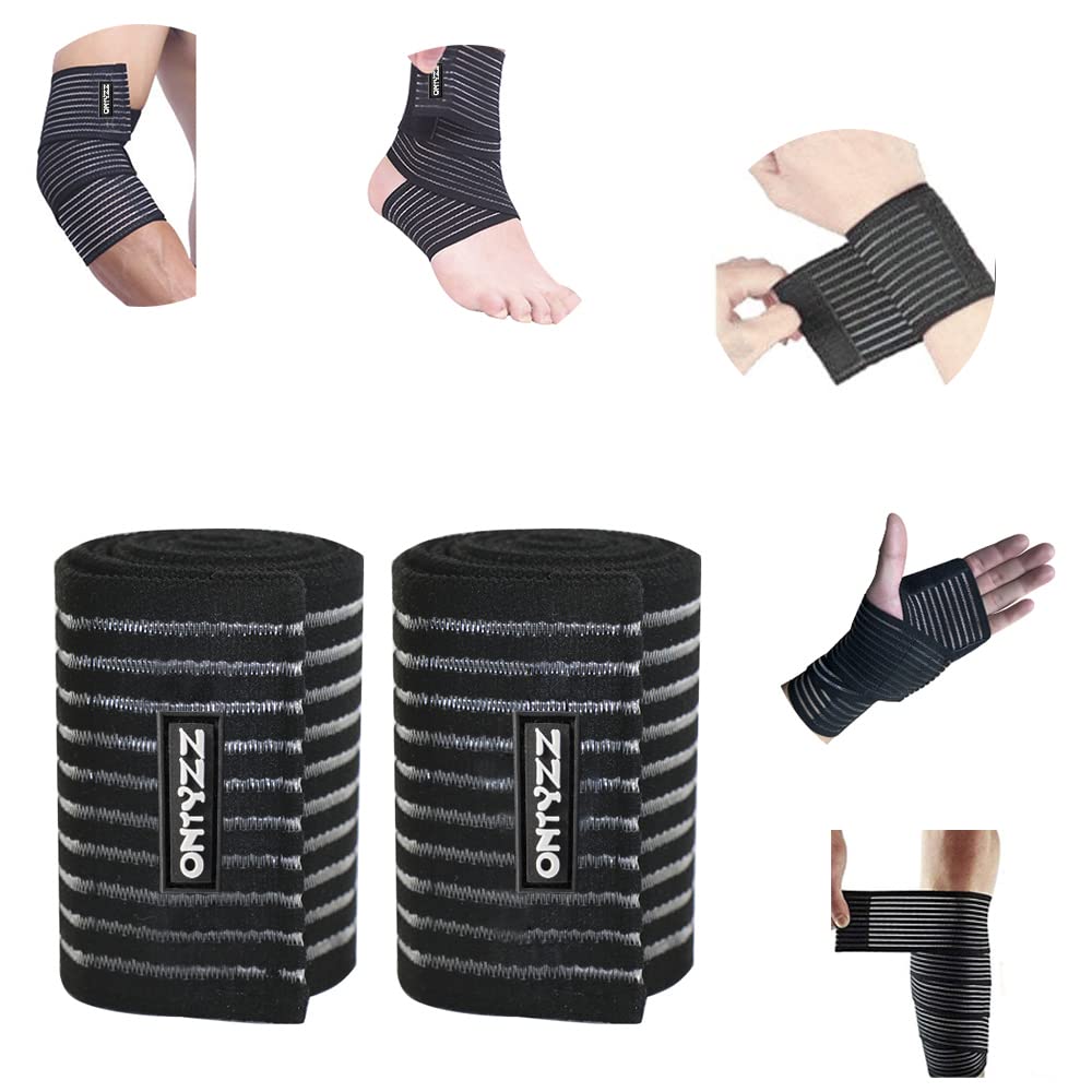 ONTYZZ Elbow Bandage Support 1 Pair High Elastic Wrist Bandage Hand Support for Sport Gym Running Squat Workout Ankle Bandage Brace Black/90cm