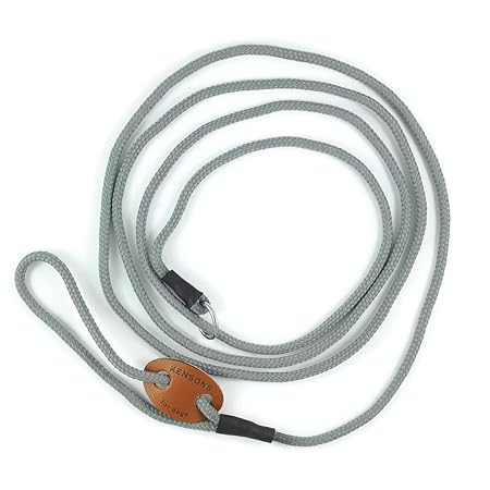 KENSONS for dogs Showleine | Ausstellungsleine - grau - OHNE Zugstopp | 4 mm Durchmesser x 160 cm Länge - sportliche Vorführl