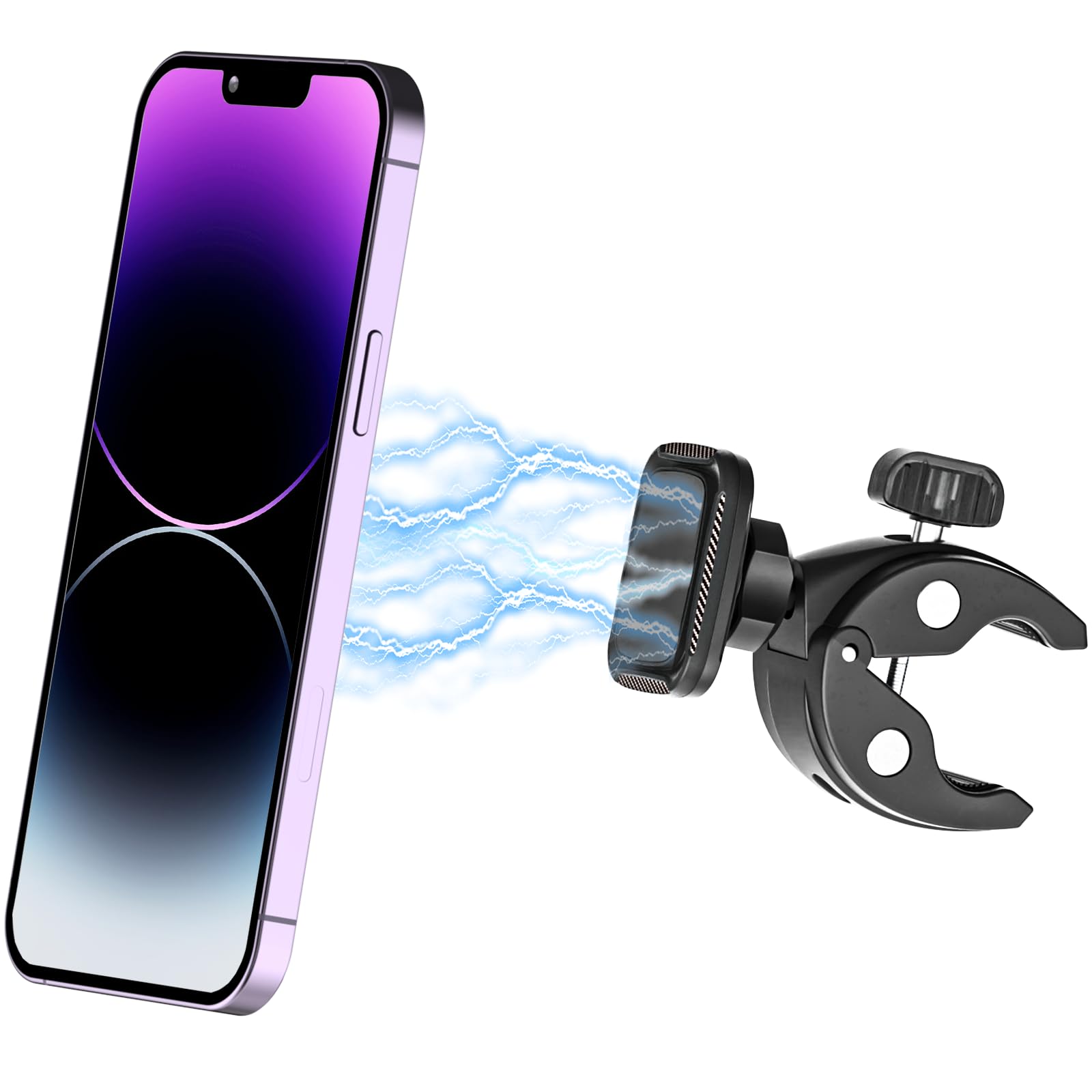 LYFPOOM Handlebar Phone Holder Bike - Peloton Bike Phone Mount with Powerful Magnetic for iPhone 15 14 Pro Max Plus, 13 12 11 Pro Max Mini, Xs XR X, SE, 4.7-6.8” Phone