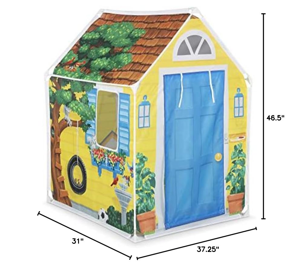 Melissa & Doug Cozy Cottage Fabric Play Tent and Storage Tote, Yellow