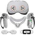 Rechale Silicone Cover Set Compatible with Oculus/Meta Quest 3S, VR Accessories for Meta Quest 3S, Protective Cover Set Includes Controller Grip Cover, Face Cover, VR Shell Cover (Grey)