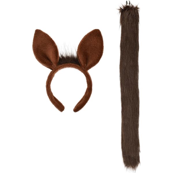 Kit Déguisement Cheval Adulte & Enfant – Bandeau Oreilles Marron & Crinière Noire + Queue Longue 31 Cm – Accessoire Carnaval, Anniversaire, Halloween