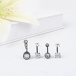 LEE&RO Black Stainless Steel Belly Ring 14G Navel