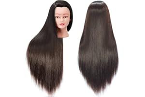 FABA Mannequin Head with Hair 26"-28" Hair Doll Cosmetology Mannequin Head Practice Braiding Cosmetology Doll Head Hair with Free Clamp Holder
