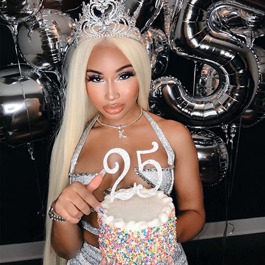 24" Natural Hairline 60 White Blonde Wigs Long Straight Hair Heat Resistant Synthetic Lace Front Wigs for Women Ladies Girls Cosplay Party Daily Wear Drag Queen Pastel Blonde Wig