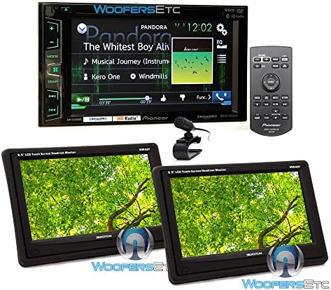 pkg (2) Soundstream VHR 65T 6.5" LCD Touchscreen Headrest Monitors + Pioneer AVH-X3700BHS 2-DIN In-Dash 6.2" Touchscreen LCD Display DVD/CD Stereo Receiver with Bluetooth and HD Radio