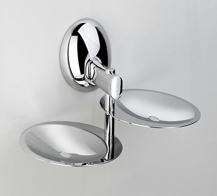 ARYAN Double Soap Dish and Holder for Bathroom and Kitchen (Glossy Finish, High Grade 304 Stainless Steel, Anti Rust) - MARCURY Series