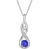 Aprila Women Infinity Necklace 925 Sterling Silver Twist Birthstone Pendant with Chain 5A Cubic Zirconia Jewelry