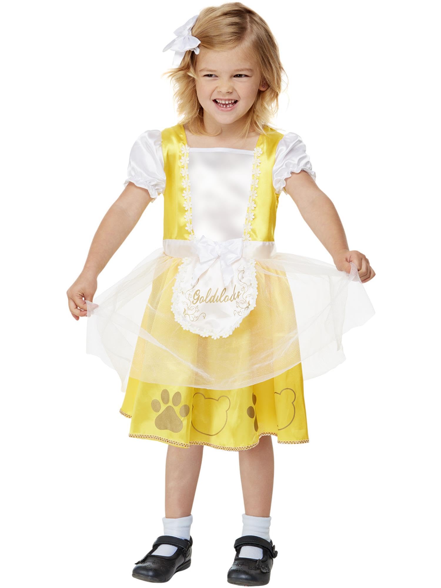 Smiffys Toddler Goldilocks Costume Dress & Headband, Girls Fancy Dress, Book Character Dress Up Costumes