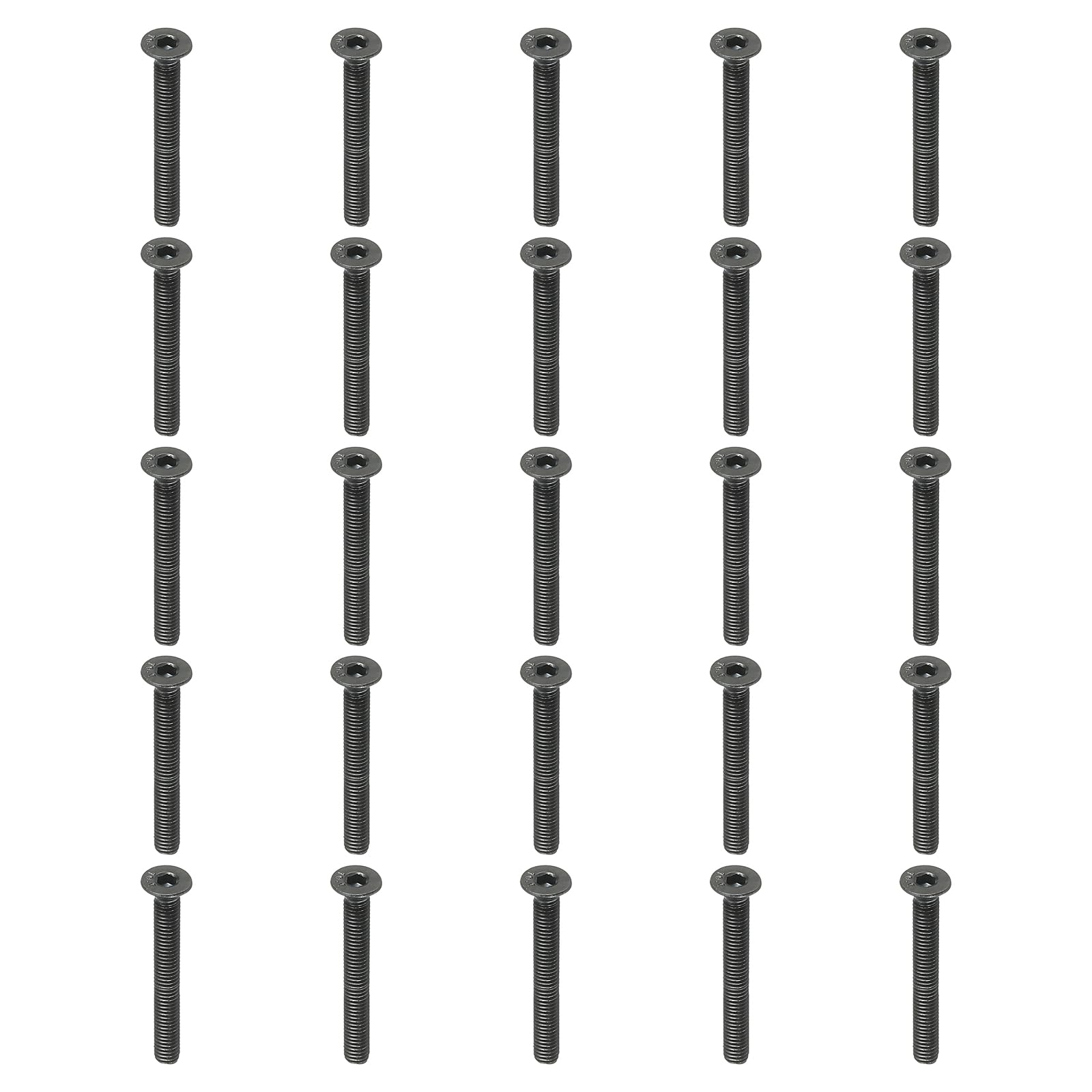 PATIKIL M3 x 25 mm Flat Head Socket Cap Screws, 50 Pack Flat Countersunk Bolts Medium Carbon Steel Hex Socket Drive Machine Screws Full Thread Black Oxide Grade 10.9 — image 1