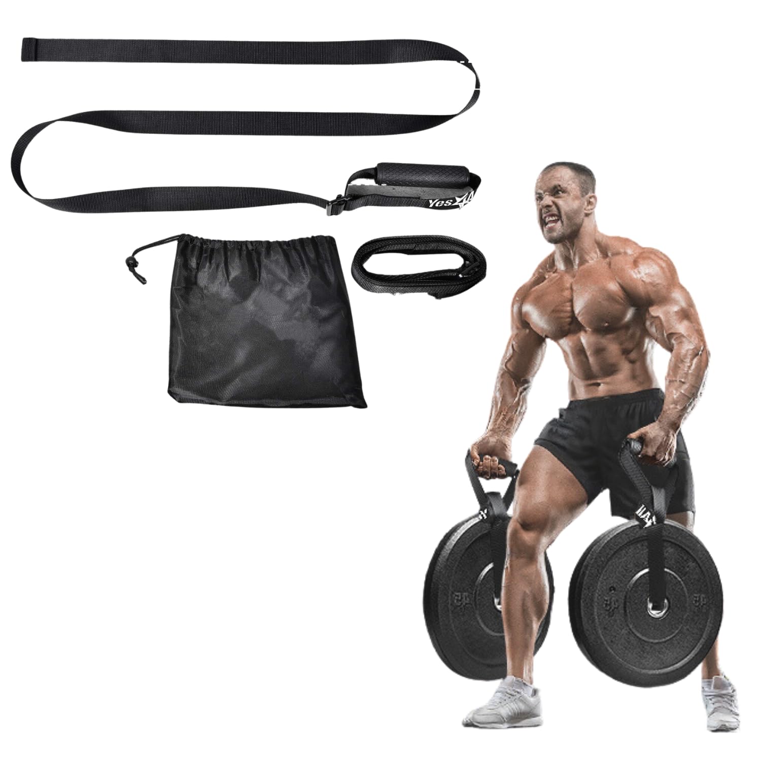Weightlifting Handle Straps With Non-slip And Ergonomic Handle for Body Building Workouts - Support up to 400LBS (Set of 2)