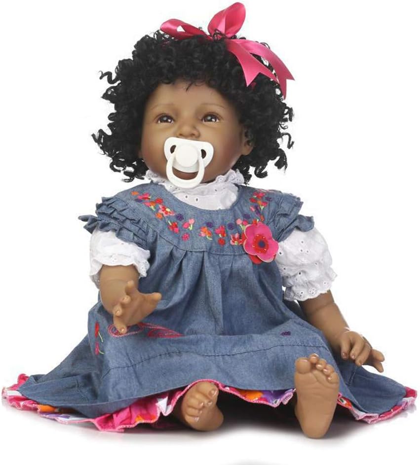 Prezzo JTYX DOLLS Reborn Bambino Bambole Nero Giocattolo Dono Morbido Silicone Realistico Afro-Americano rinato Toddlers Ragazza 22inch 55cm Kids Crescita Partner Realistico Neonato Bambino Offerte