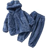 UVIPC Toddler Baby Fleece Set Winter Pullover Tops Pants 2pcs Set,Toddler Bear Sweatshirt Fluffy outfit