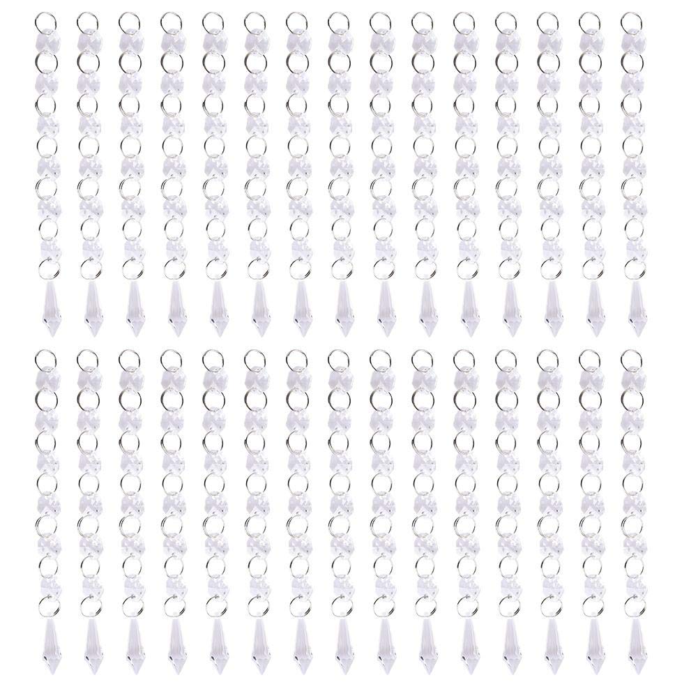 Fydun 30PCS Acrylic Crystal Pendant Acrylic Transparent Small Clear Crystal Strands Gems Bead Curtain for Light Pendant Wedding Home Christmas Decoration