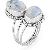 925 Sterling Silver - Natural Rainbow Moonstone Ring, Handmade Gemstone Ring, Energy Healing Crystals, June Birthstone Jewelry | Promise Victorian Wedding Ring | Gift for Women