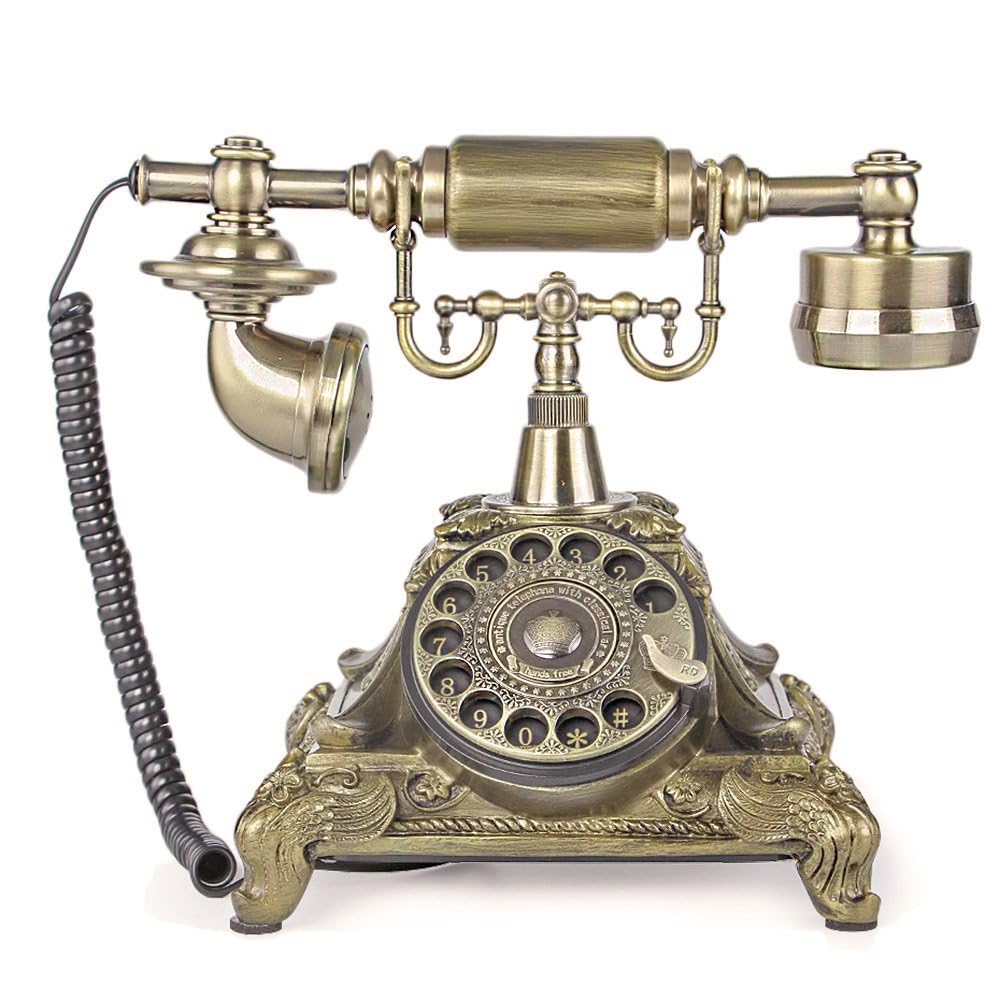 TelPal Rotary Dial Vintage Antique Home Telephone Table Replica, Retro Office Corded Telephone Decor