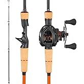 VEVOR Rod and Fishing Reel Combo, IM6/7 Carbon Fiber Spinning Rod and Reel Combo, Bass Fishing Pole with 6.5 ft Two-Piece Rods, 7+1 Ball Bearings, EVA Handle, Stainless Steel Guides with Ceramic Rings