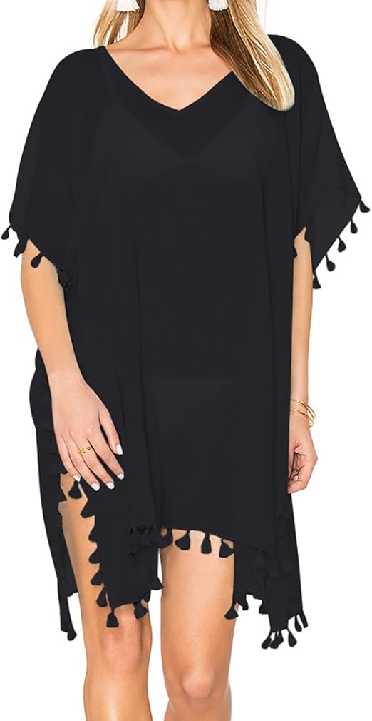 ladies black beach cover up