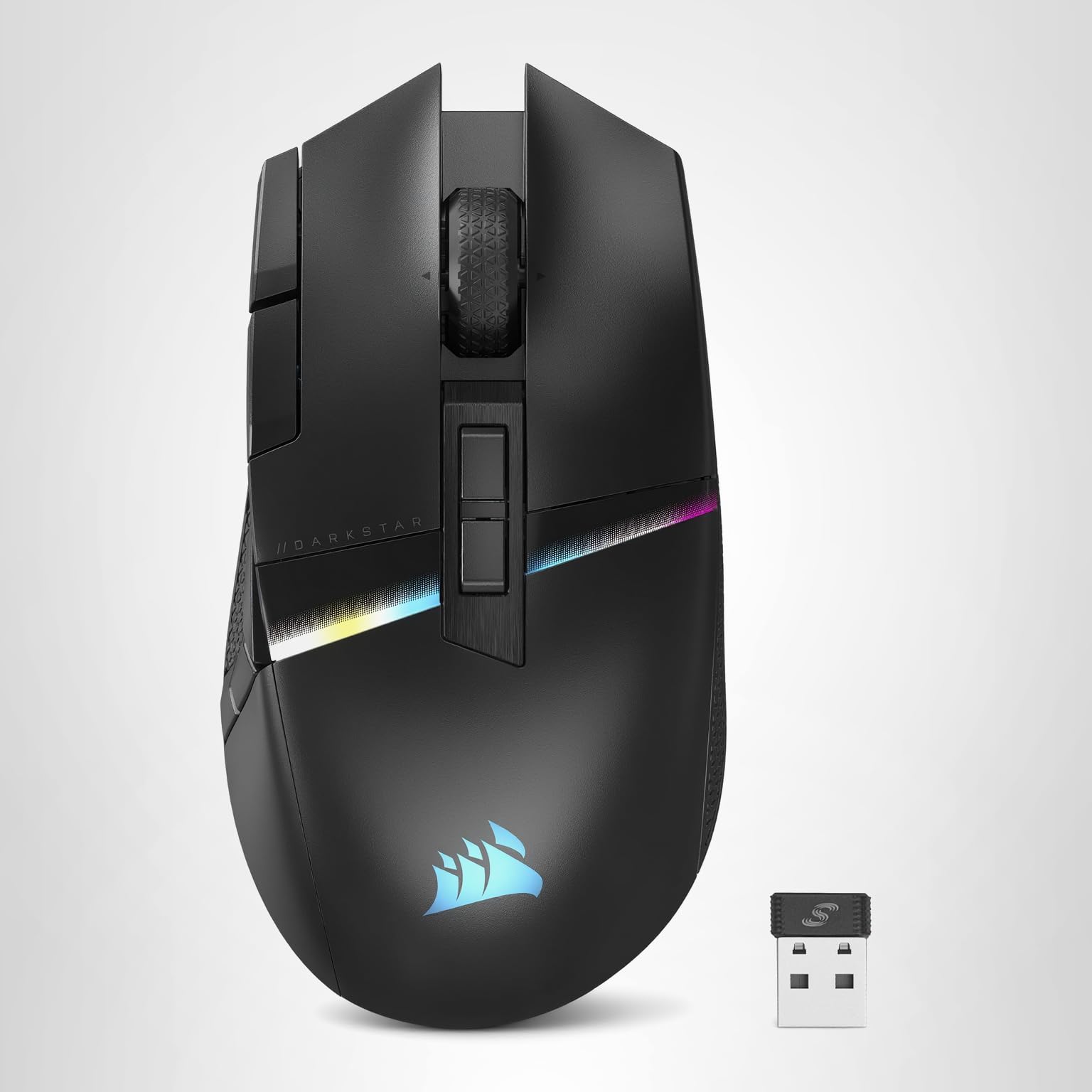 Corsair DARKSTAR RGB Wireless Gaming Mouse for MMO, MOBA - 26,000 DPI - 15 Programmable Buttons - Up to 80hrs Battery - iCUE Compatible - Black