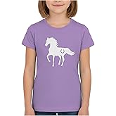 Tstars Fitted Tee for Girls 4th of July Valentines Shirt | Patriotic American Cute Kids Heart Graphic Horse T-Shirt