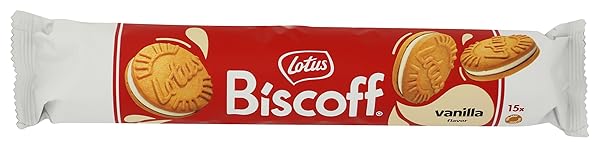 LOTUS BISCOFF SANDWICH COOKIES, VANILLA CREAM, 15 COOKIES PER PACK, 5.29 OUNCE (PACK OF 1)