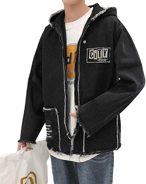 Amazon Yyq Shopデニムジャケット メンズ ゆったり 韓国 ｇジャン 切りっぱなし ファッション ジージャン 長袖 ジップアップ おしゃれ ｇジャン ヴィンテージ ストリート系 カッコイイ 春 コート ジャケット 通販