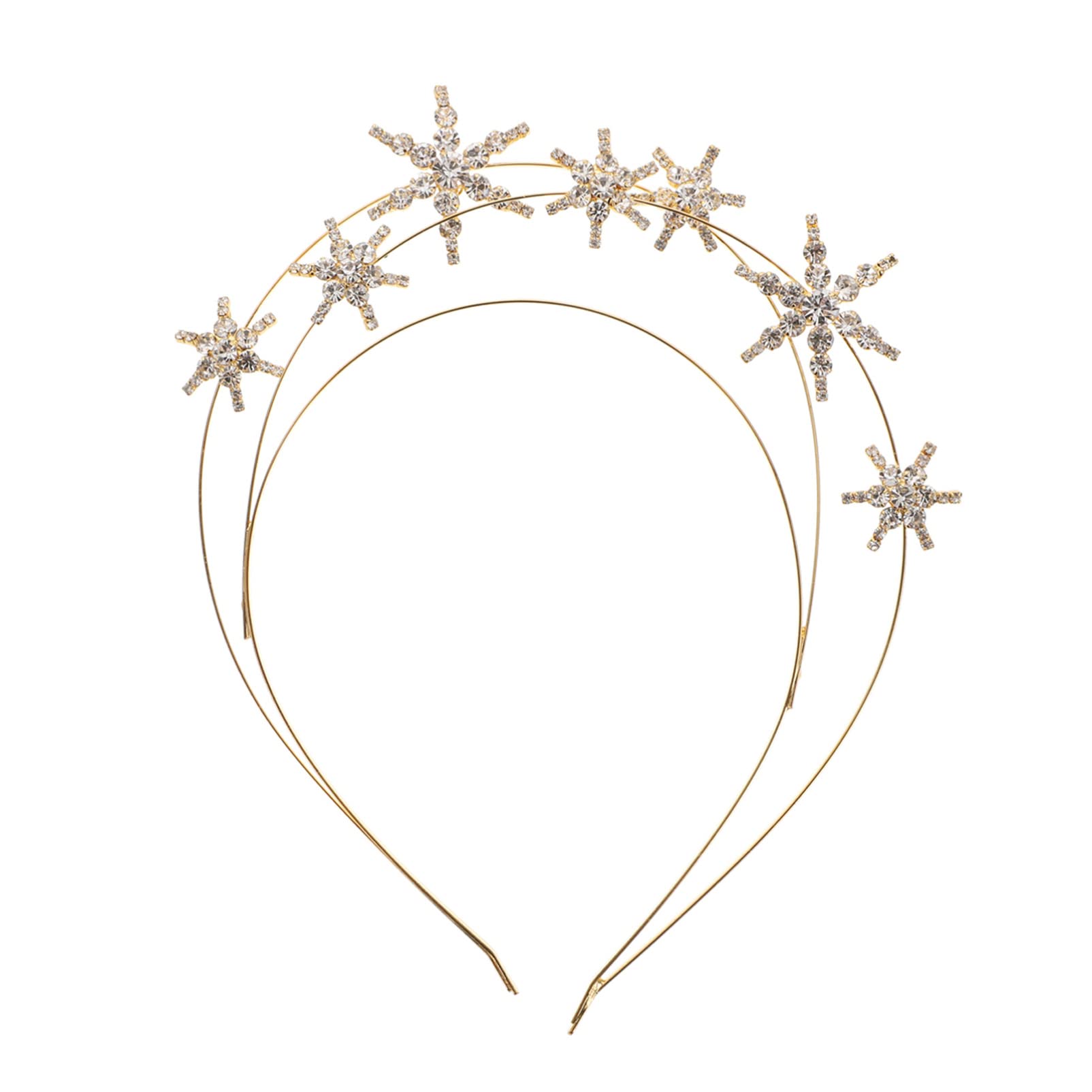 FRCOLOR Rhinestone Star Crown Headband Star Tiara Bridal Wedding Princess Pageant Queen Crown Christmas Headband (Silver) — image 1