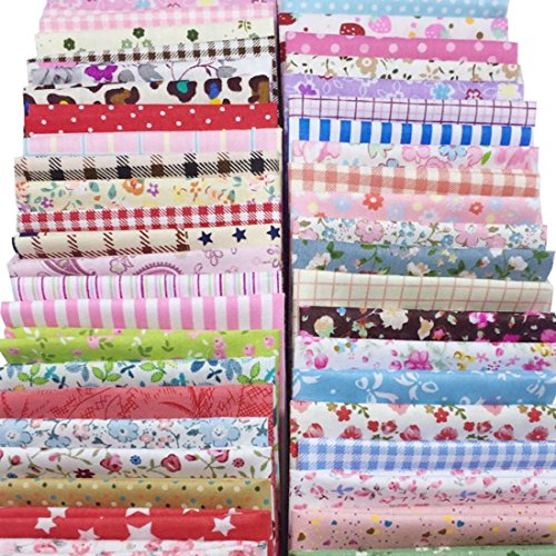 levylisa 25 Pieces Pre Cut Assorted Colours Cotton Printed Quilting Fabric Patchwork Fabric Patchwork Quilting Sewing Fabric Patchwork Flower Dots DIY Sewing Quilting Handmade Craft 8 x 8inches - Thumbnail 4