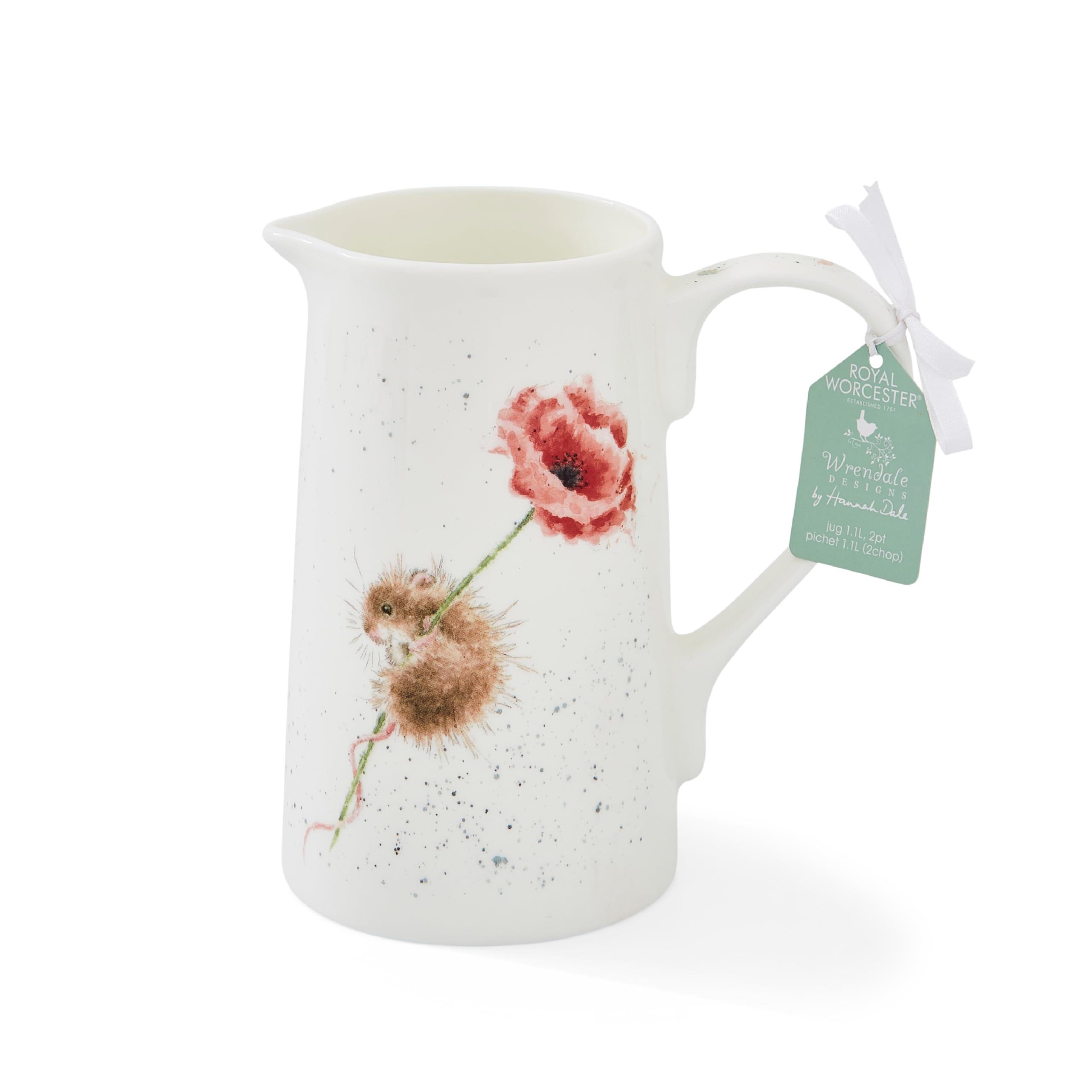 Royal Worcester x Wrendale Designs Jug - Fine Bone China, Suitable for Serving Juice, Tea, or Water, Dishwasher & Microwave Safe, Featuring Floral Design Artwork by Hannah Dale