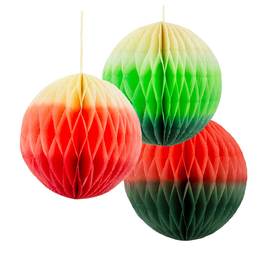Talking Tables Red and Green Paper Honeycomb Decorations for Christmas - 3 Pack, 20cm | Hanging Party Decorations for Kids Parties, Festival - Easy to Assemble for Special Occasions