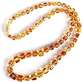 Guptue Natural Baltic Amber necklace for Adults Women or Men/Baroque Shape Polished Amber Beads Certified Amber Jewelry