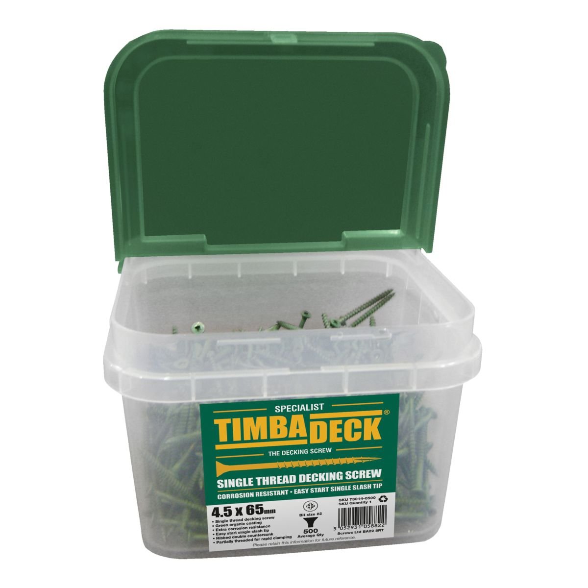 Timbadeck Countersunk Carbon Steel Decking Screws 4.5 x 65mm Pack of 500