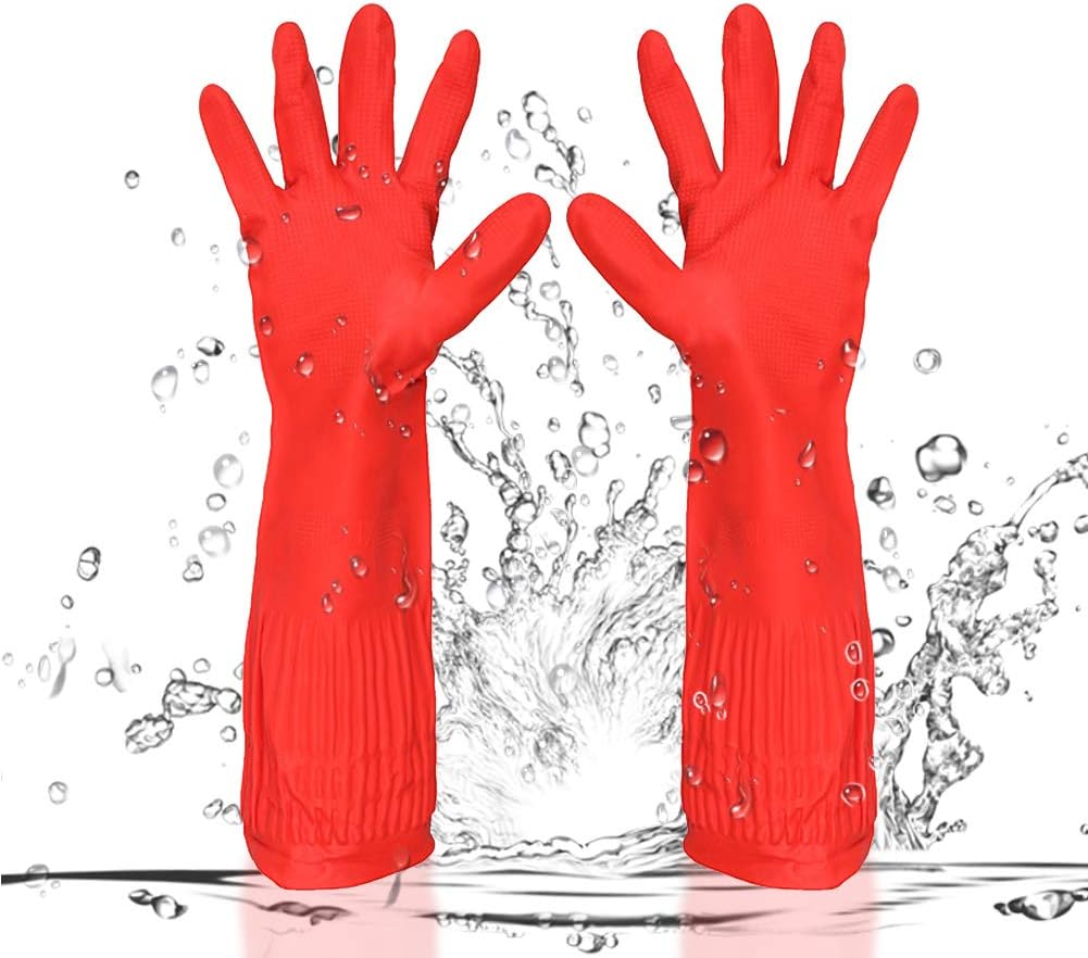 Guanti Lunghi Impermeabili Guanti Lunghi In Gomma Blu - Protettivi Per Olio, Acidi, Sostanze Chimiche, Lunghezza 68 Cm Guanti Antiacido Antialcali - Foto 4