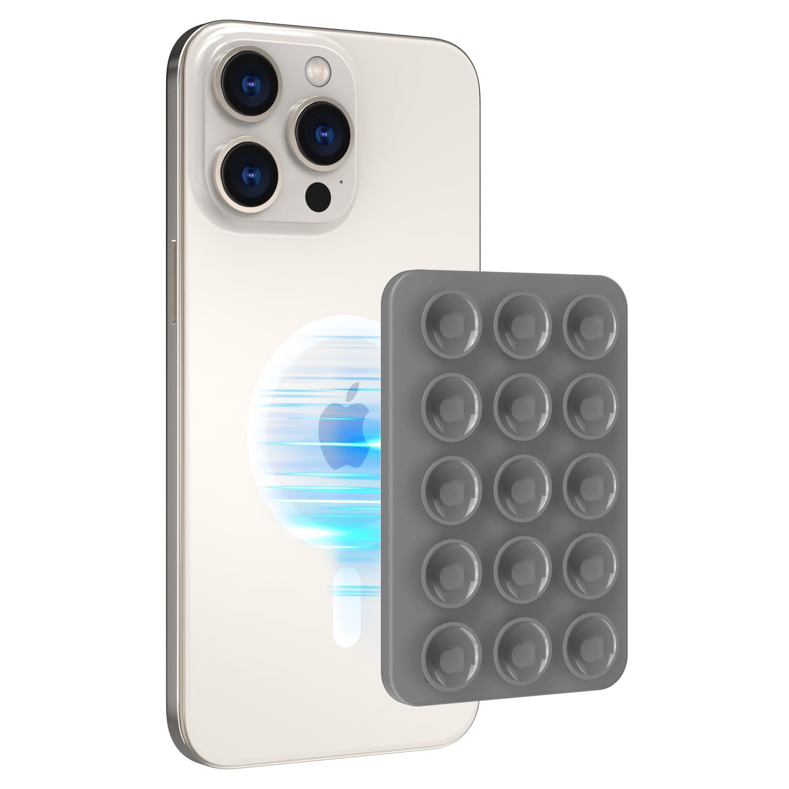 AhaStyle Silicone Suction Phone Case Stand for iPhone 16/15/14/13/12 Series, Magnetic Suction Cup Phone Mount for iPhone MagSafe Phone Case, Mirror Shower Phone Holder, for TikTok Videos and Selfies