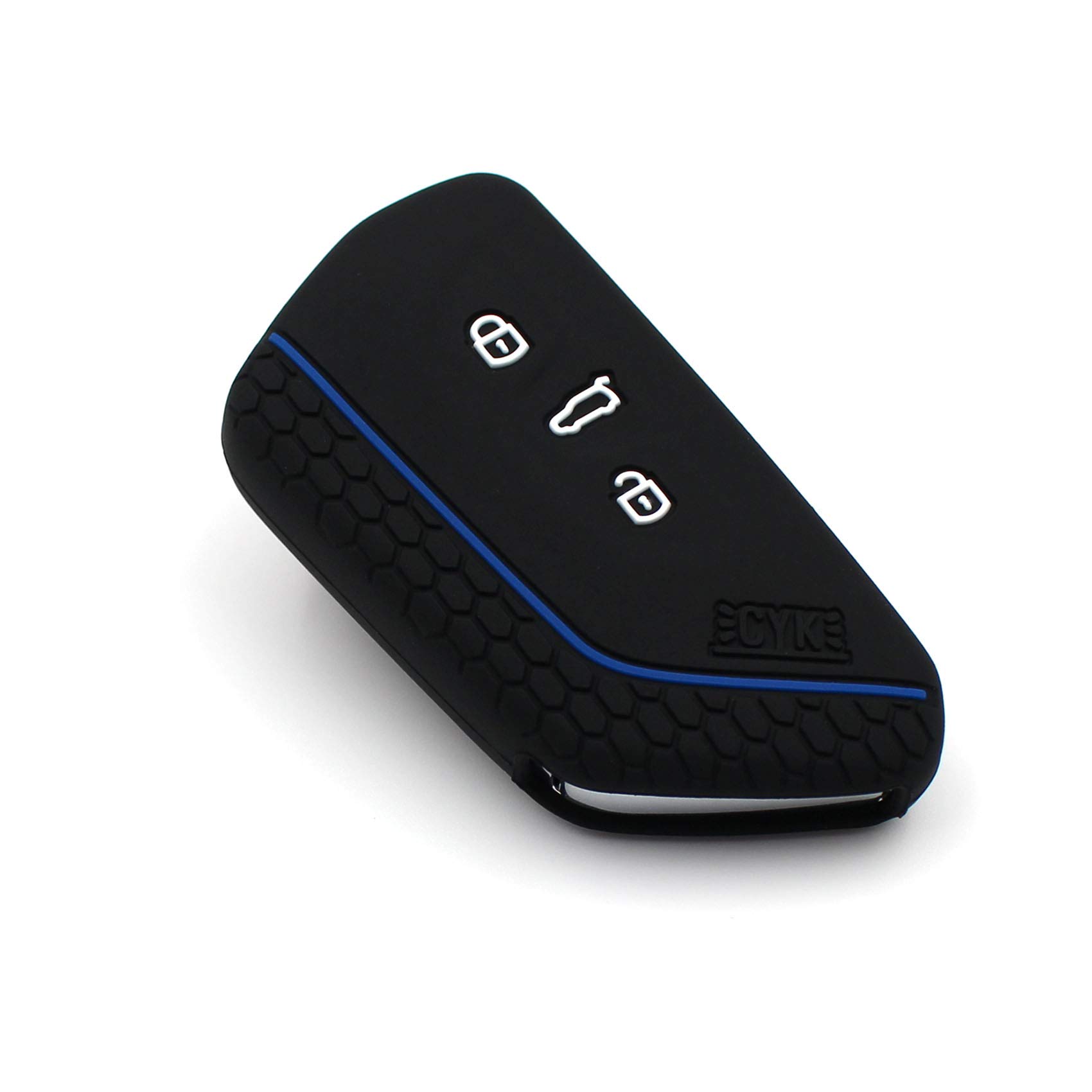 VF Key Case for 3-Button Car Key, Silicon Cover, Key Cover, Protective Cover (Black Blue)
