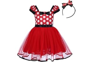 IBTOM CASTLE Girls' Polka Dots Princess Party Cosplay Pageant Fancy Costume Tutu Birthday Dress up+Ears Headband