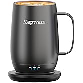 Kepwam Heated Coffee Mug T2-Plus, 20oz Leading Large Capacity Self Heating Coffee Mug, Up to 8 Hrs Battery & Hot Up to 149℉, Smart Coffee Mug for Women, Men