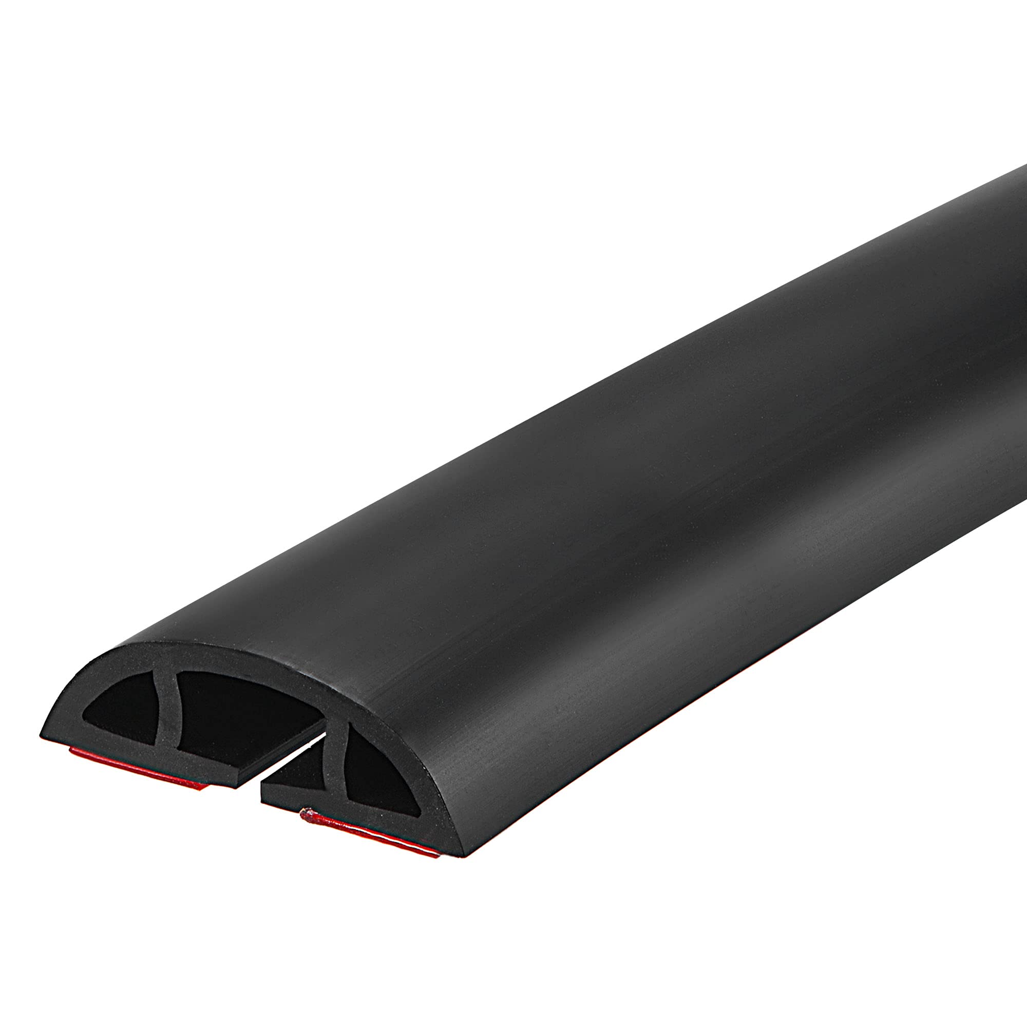 sourcing map Floor Cord Cover Cable Protector 0.4" W x 0.24" H 10ft Black Cable Management for Home Office