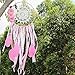 Handmade Indian Real Feathers Dream Catcher Wall Hanging Car Hanging Decoration Ornament Gift (Pink Flowers)