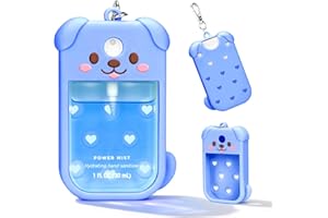 Kivzex Dog Silicone Case for Touchland Hand Sanitizer Spray with Keychain, Compatible with Power Mist & Glow Mist 1 FL Oz/30ML for Touchland Case, Cute Travel Cover Sleeve Blue