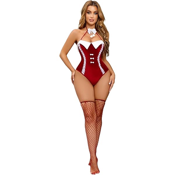 Amazon.com: Oerinkend 4PCS Women's Christmas Lingerie Sexy Santa-Inspired  Red Chemise with Belt and Cuffs (S): Clothing, Shoes & Jewelry