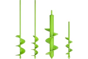 TCBWFY 4 Pack Garden Auger Spiral Drill Bits – Heavy Duty Steel,Corrosion Resistant – Perfect for Post Holes,Earth & Lawn Augering,Planting Bulbs & Trees